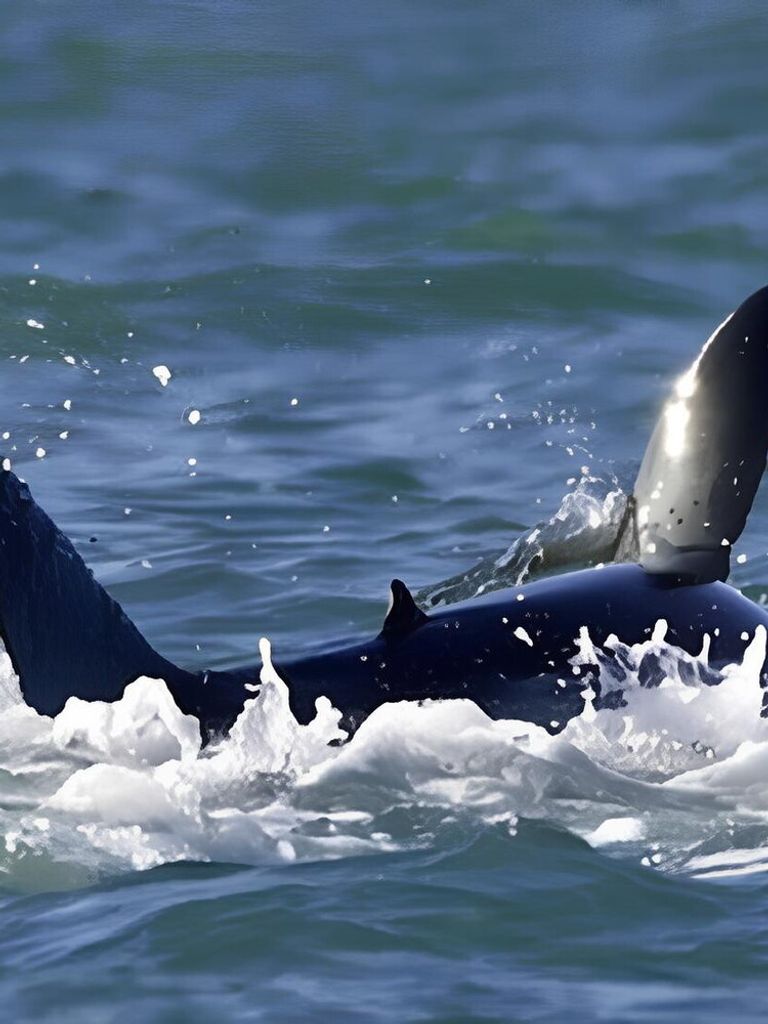 Un'orca sbrana uno squalo