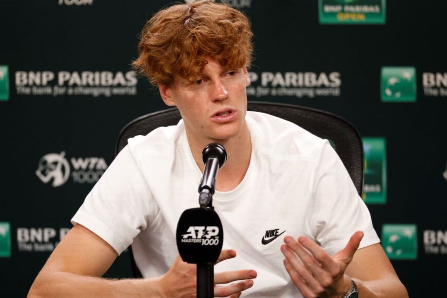 Indian Wells, Jannik Sinner durante la conferenza stampa di apertura del torneo di tennis BNP Paribas Open