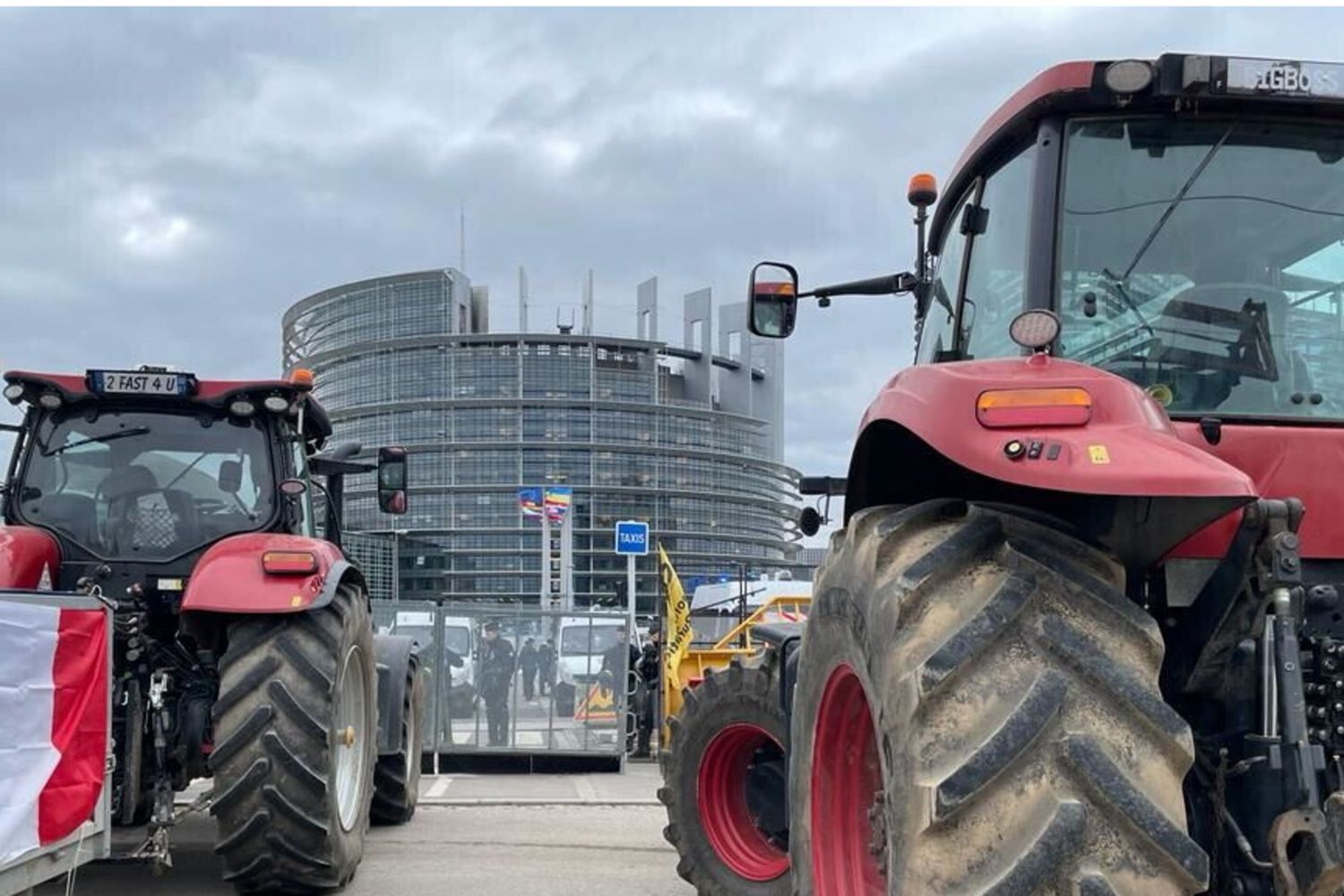 Corteo di trattori a Strasburgo davanti al Parlamento europeo
