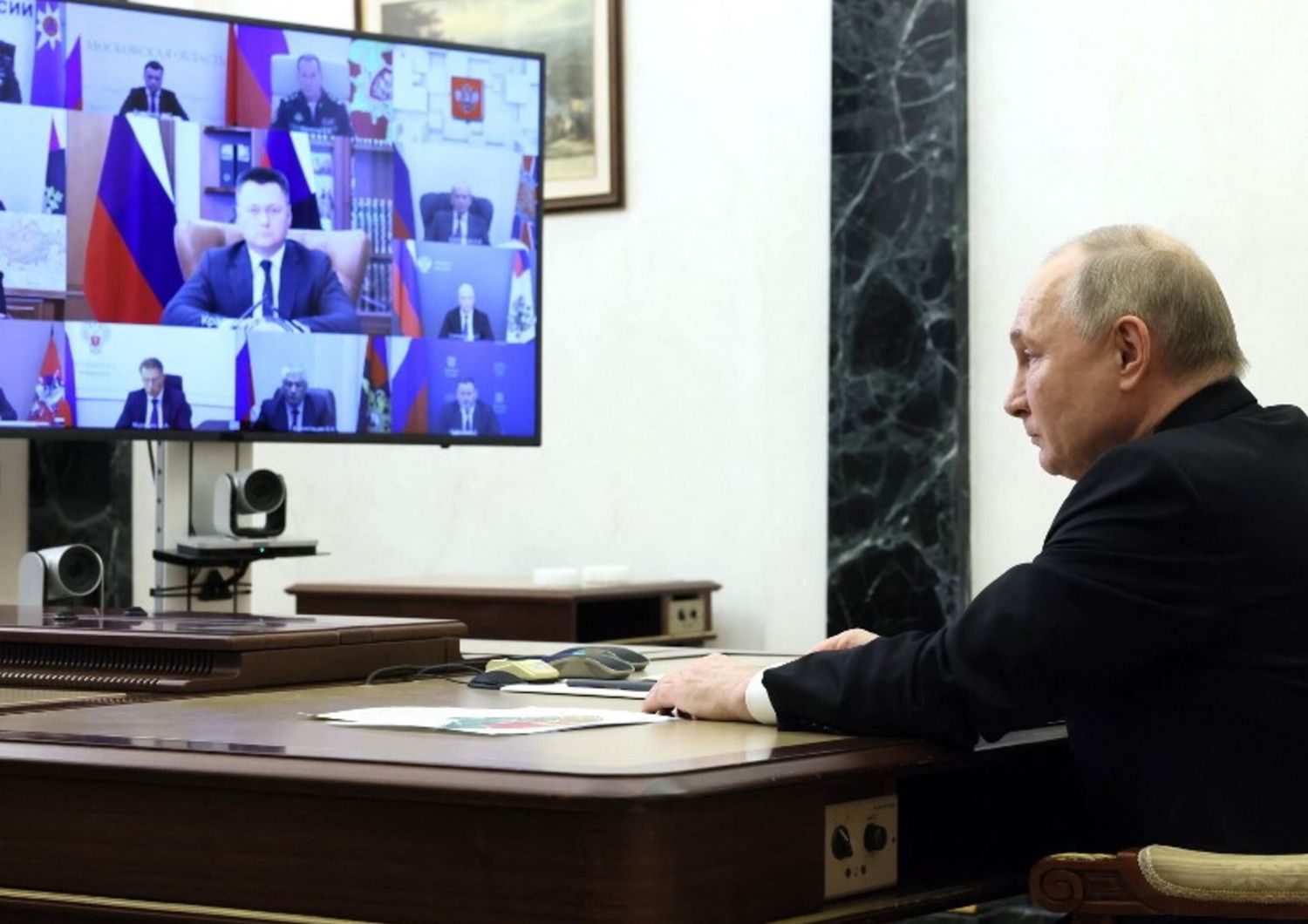 Riunione del presidente russo Putin sulle misure adottate dopo la strage nel municipio di Crocus