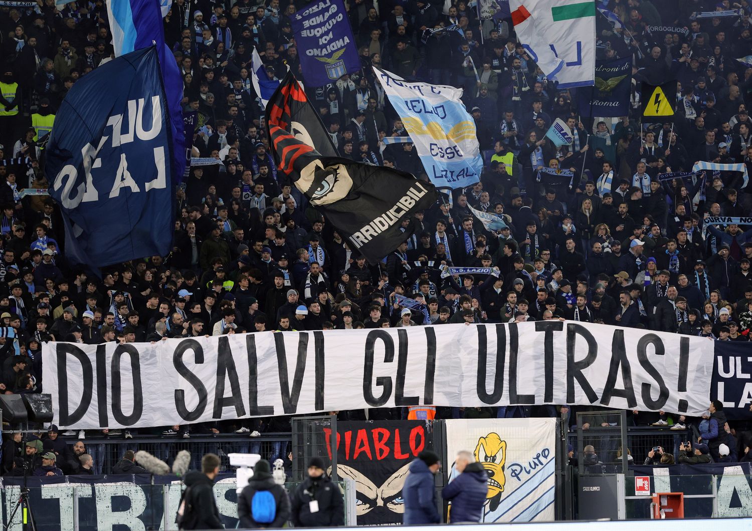 La curva Nord dei tifosi della Lazio