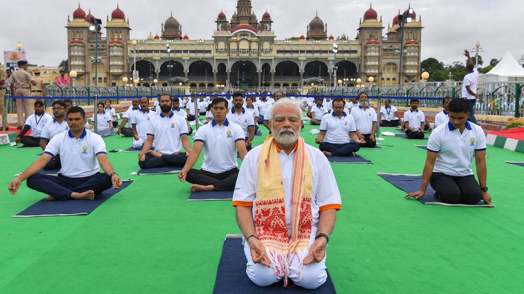 Il primo ministro indiano Narendra Modi per le celebrazionidella 'Giornata Internazionale dello Yoga'&nbsp;&nbsp;