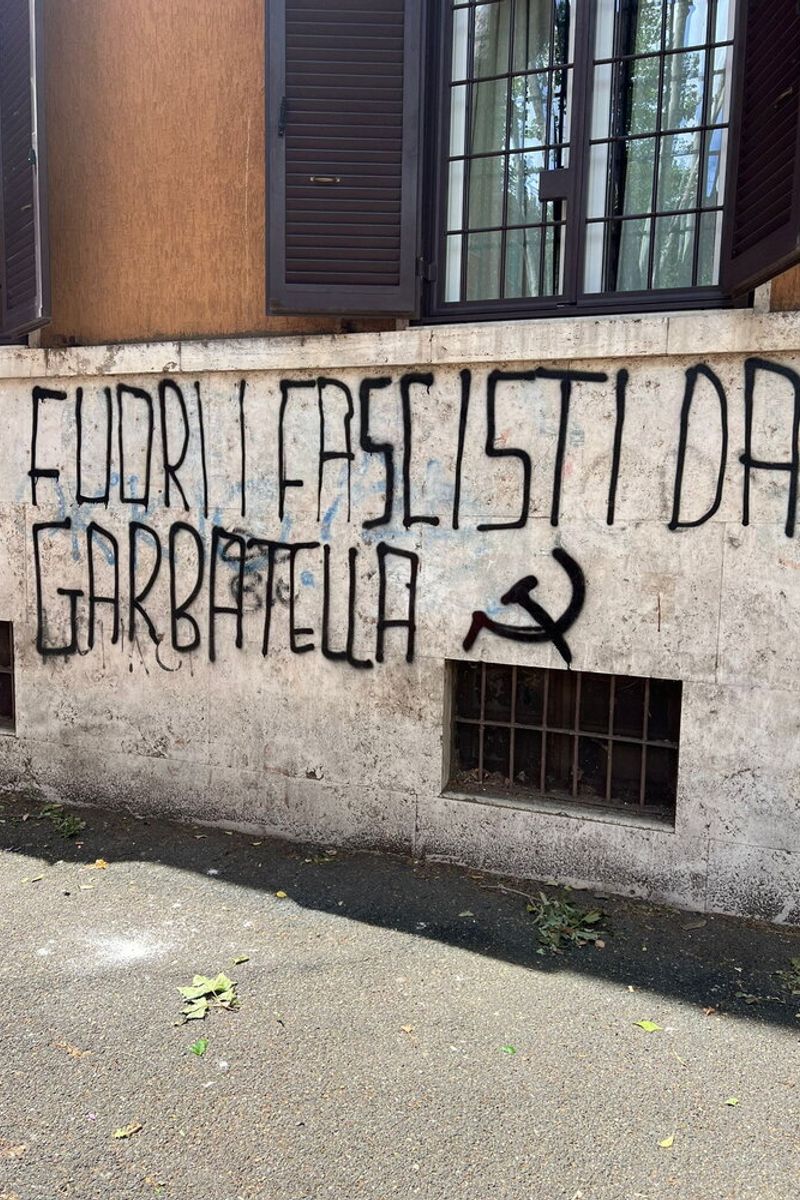 scritte a garbatella contro sede romana fdi