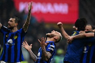 Gioia dei giocatori dell’Inter per lo scudetto