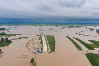 Aree allagate nella contea di Yanshou, nella Cina nord-orientale