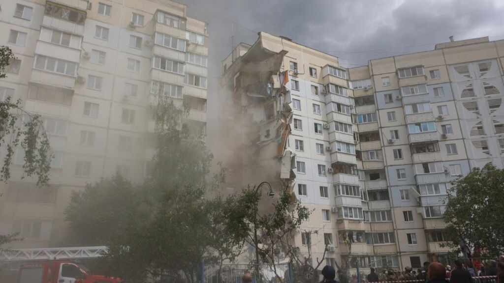 L'edificio crollato a Belgorod