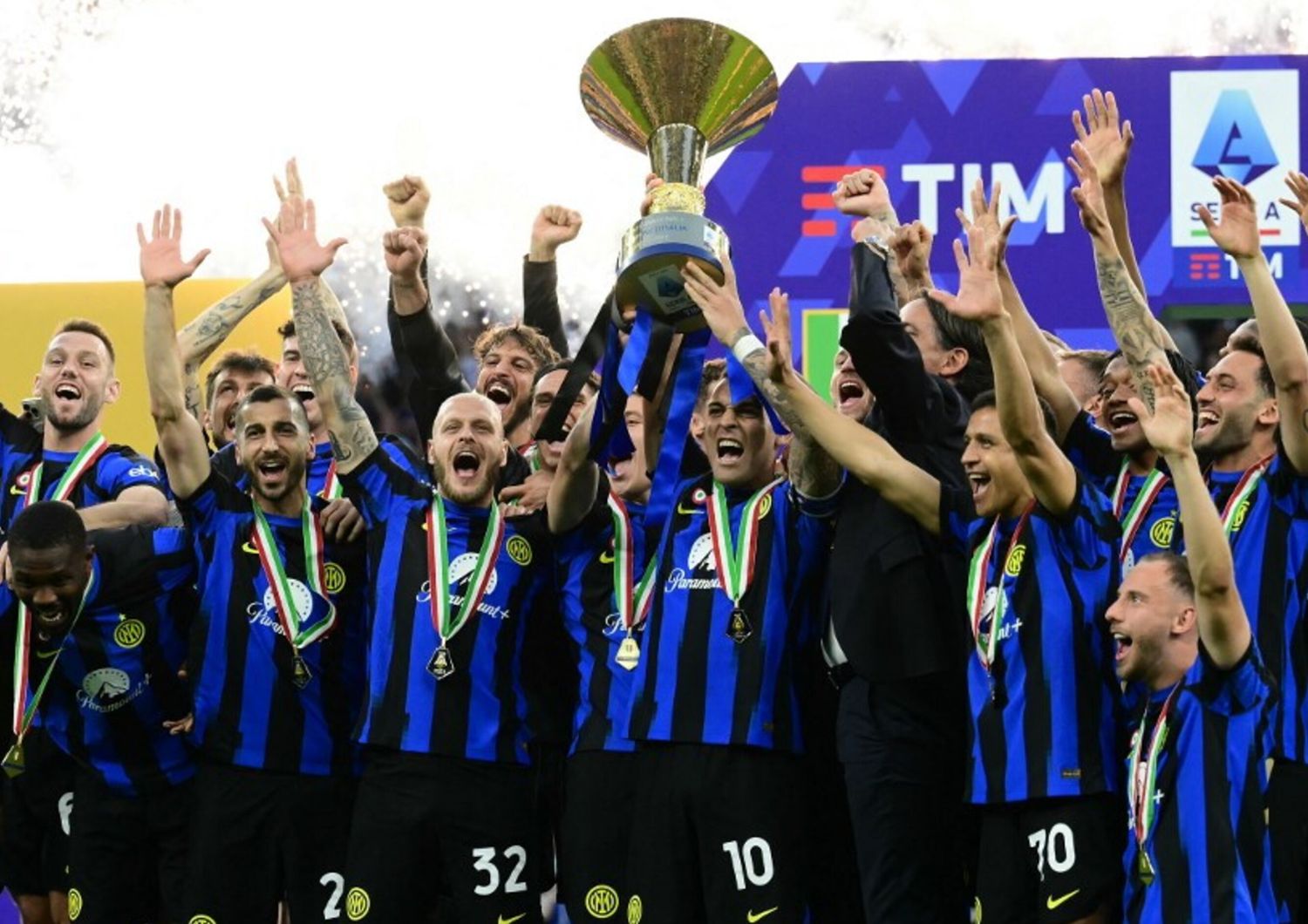 L'Inter festeggia la conquista del 20esimo scudetto