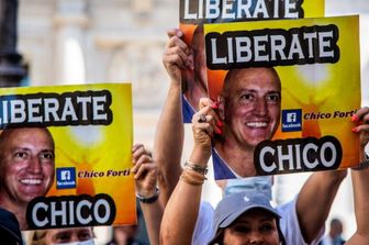 Un sit in del luglio 2020 davanti a Montecitorio per chiedere agli Usa la liberazione di Chico Forti