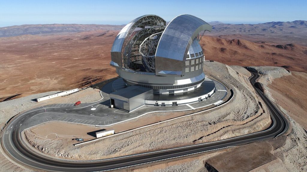 Rendering dell'Extremely Large Telescope, in costruzione in Cile