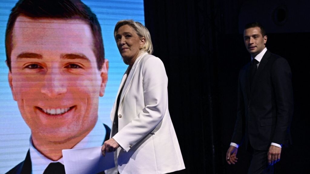 Marine Le Pen e Jordan Bardella al Dome de Paris di Parigi