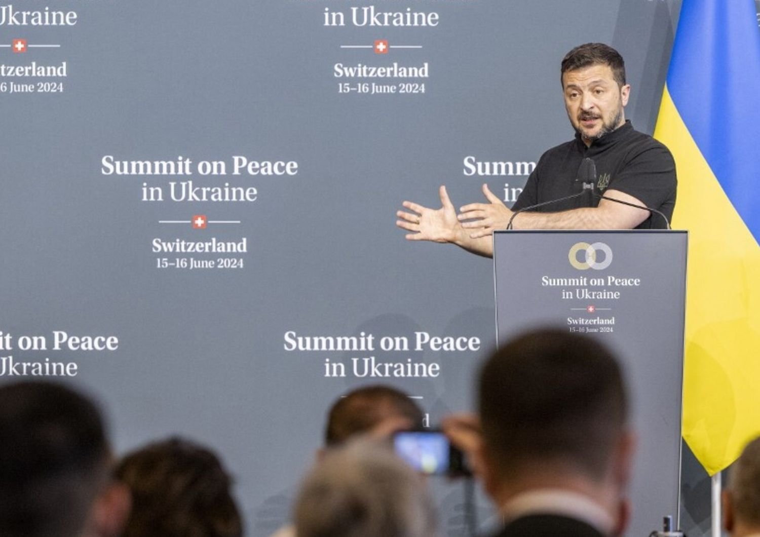 Il presidente ucraino Zelensky alla Conferenza di pace in Svizzera