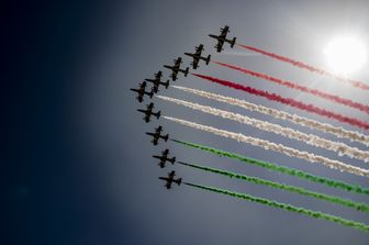 Il passaggio delle Frecce Tricolori durante la parata del 2 giugno del 2018