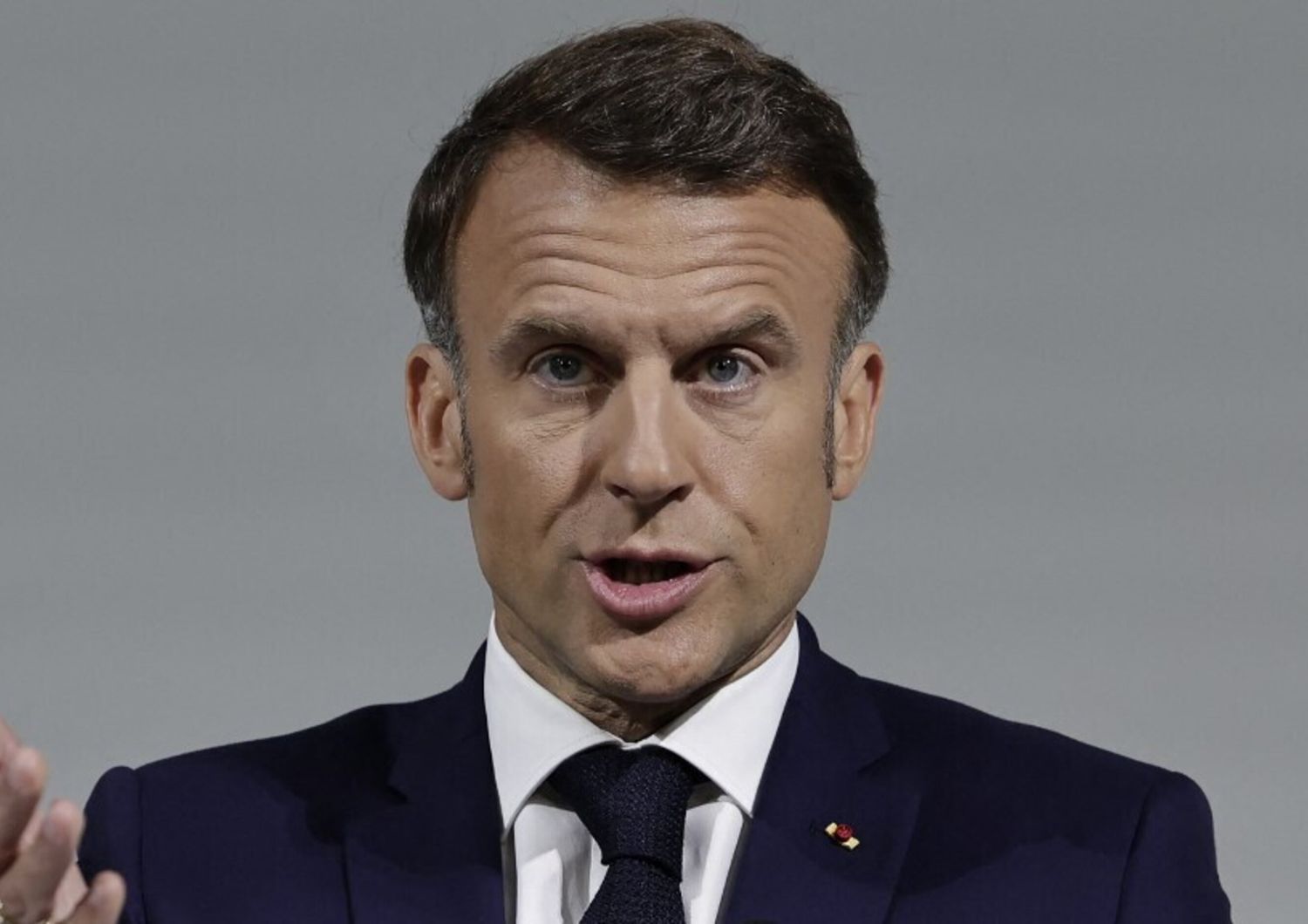 Il presidente francese Macron in conferenza stampa