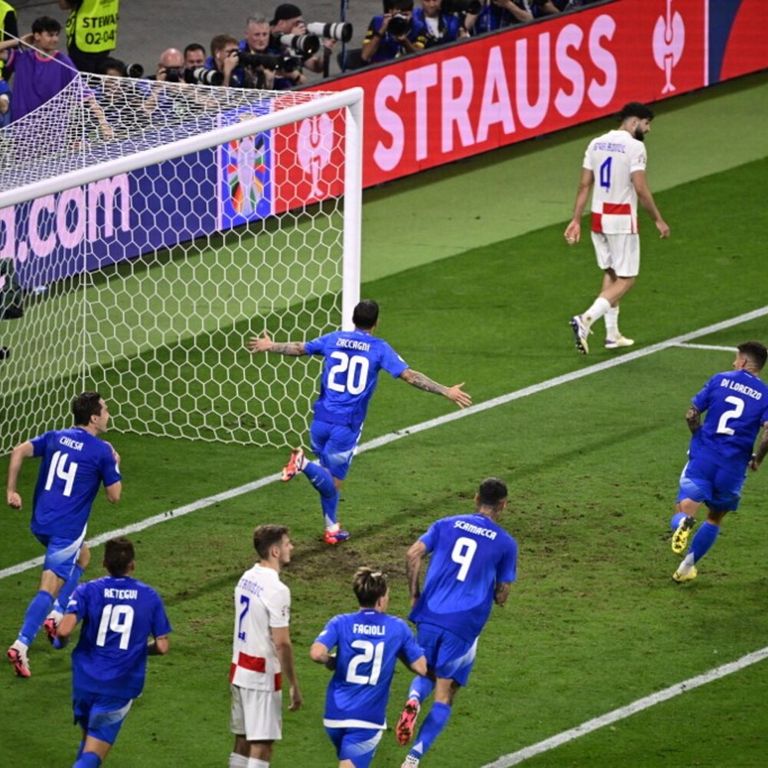 Zaccagni dopo aver segnato il gol contro la Croazia