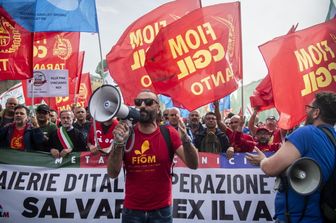 Manifestazione dei lavoratori dell'ex Ilva