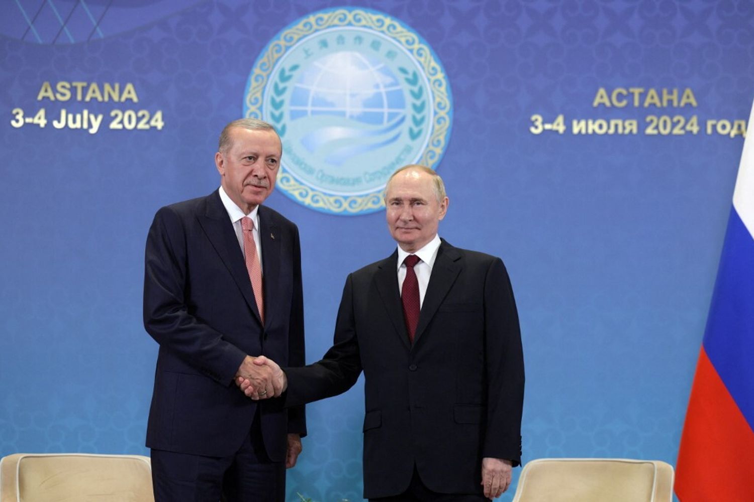 Stretta di mano tra Erdogan e Putin