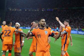 I giocatori dell'Olanda in festa