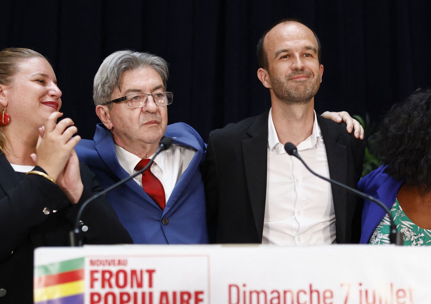 Mathilde Panot, Jean-Luc Melenchon, Olivier Bompard e Daniele Obono di La France Insoumise