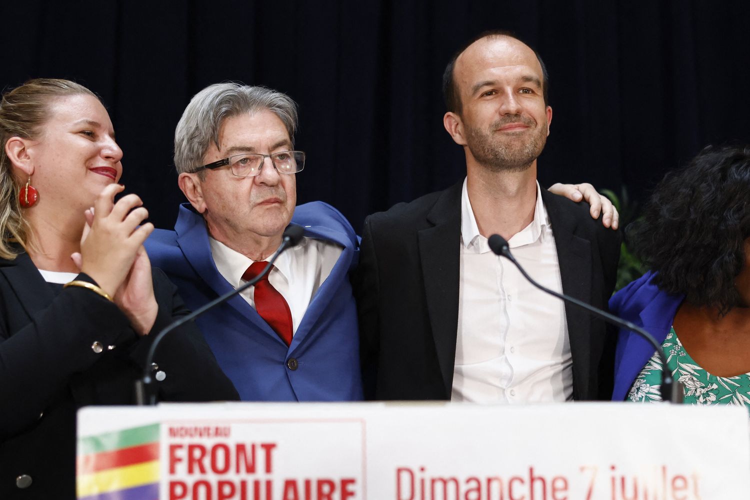 Mathilde Panot, Jean-Luc Melenchon, Olivier Bompard e Daniele Obono di La France Insoumise