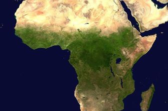 Image satellitaire de l'Afrique qui met en évidence l'extension du Bassin du Fleuve Congo