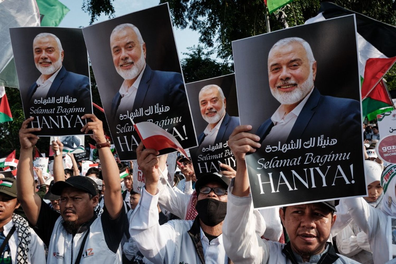 Manifestanti ricordano Ismail Haniyeh