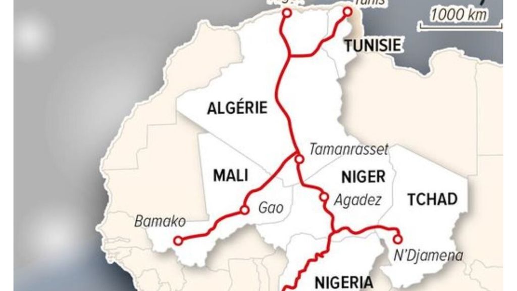 La Route transsaharienne qui, en passant par le Niger, devrait relier Lagos - au Nigeria - à Alger, connue aussi comme route de l’unité africaine