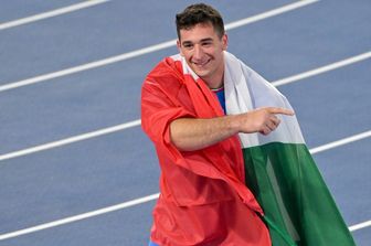 Leonardo FabbriI, medaglia d'oro nel lancio del peso l'8 giugno scorso ai  Campionati Europei di Atletica allo stadio Olimpico di Roma