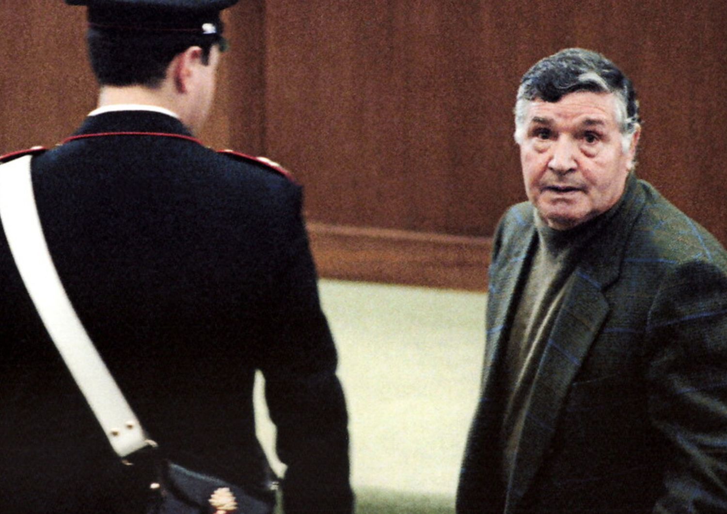 Tot&ograve; Riina in tribunale a Palermo nel 1993