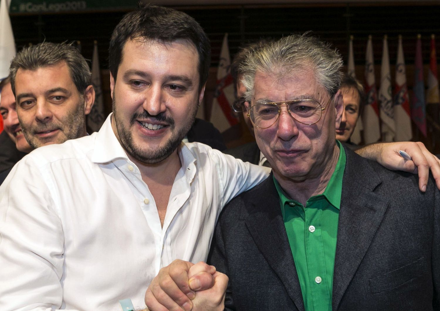 &nbsp;&nbsp;Matteo Salvini e Umberto Bossi al Congresso Federale Lega Nord, il15 dicembre 2013.