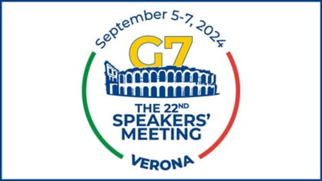 Le logo de la 22e réunion des présidents des chambres basses des pays du G7, Verona, 2024