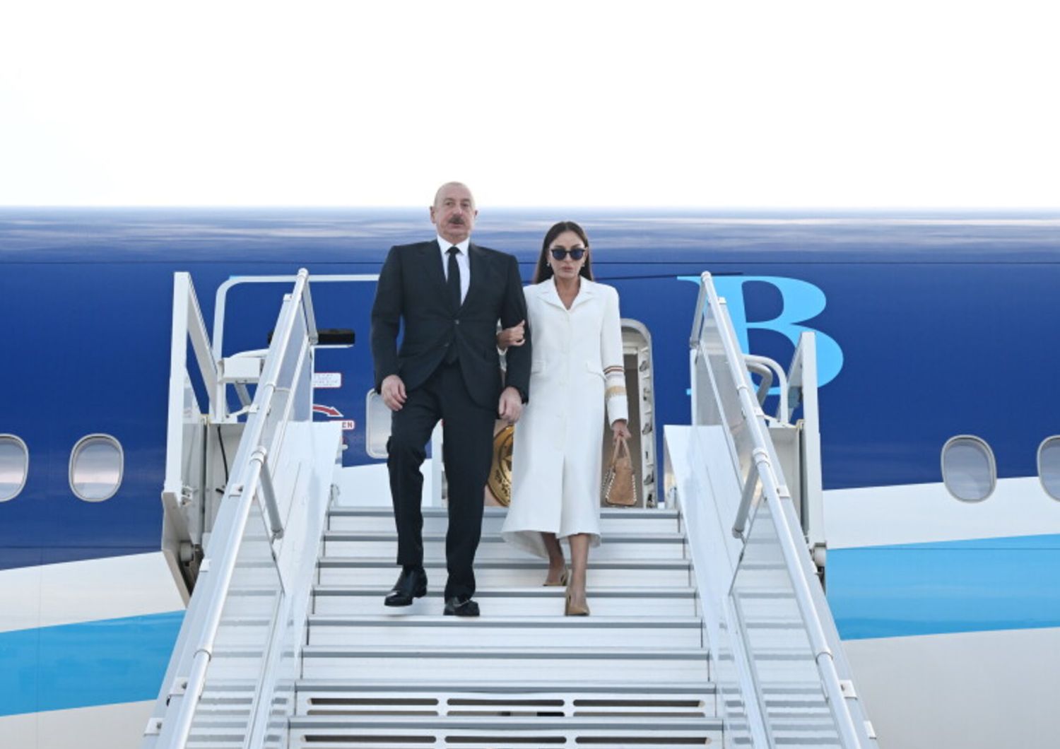 Le président Ilham Aliyev et la première dame Mehriban Aliyeva à leur arrivé à Rome