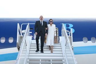 Le président Ilham Aliyev et la première dame Mehriban Aliyeva à leur arrivé à Rome