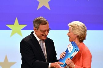 Mario Draghi avec Ursula von der Leyen, Bruxelles, le 9 septembre, 2024