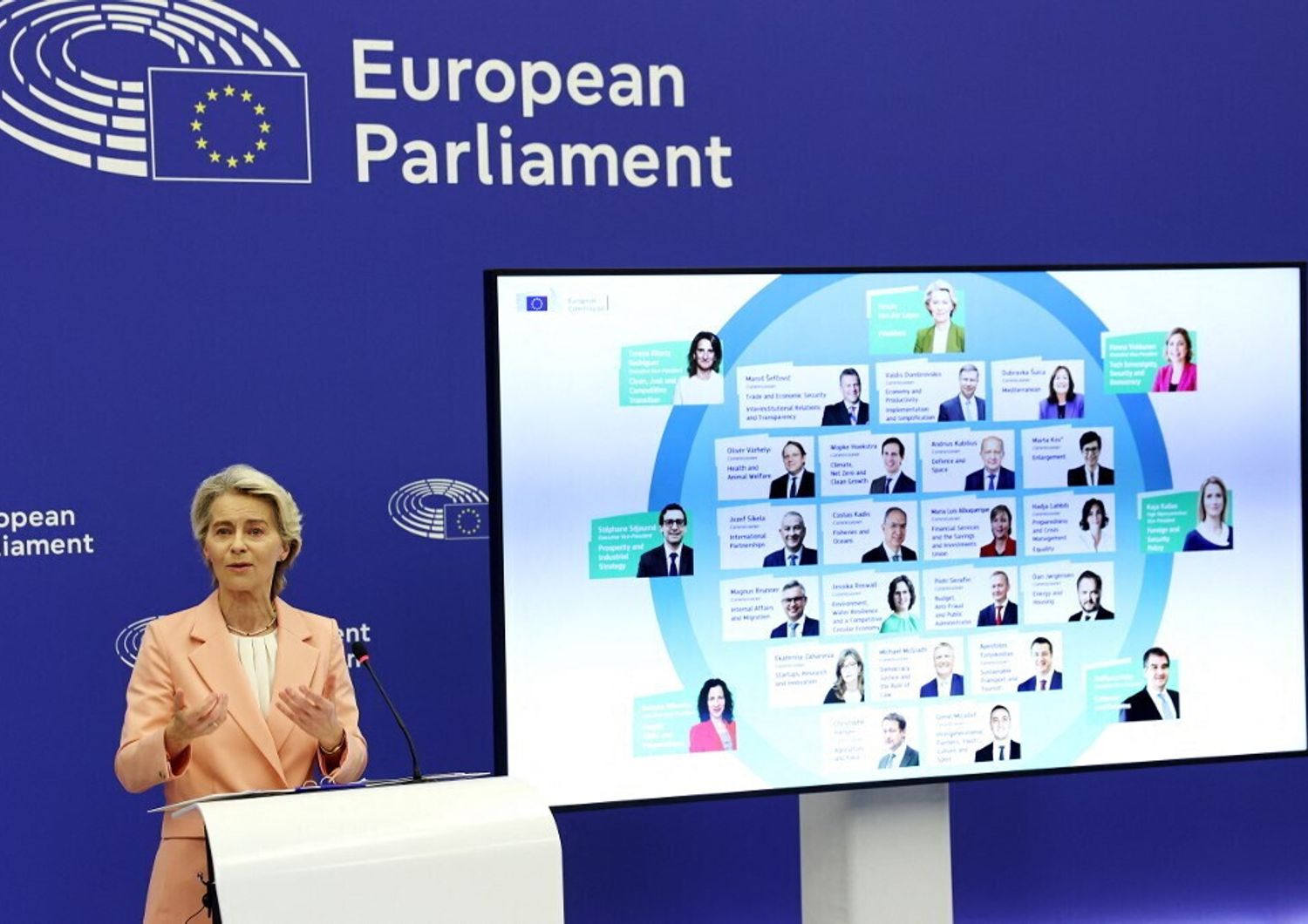 Ursula von der Leyen presenta la nuova Commissione europea