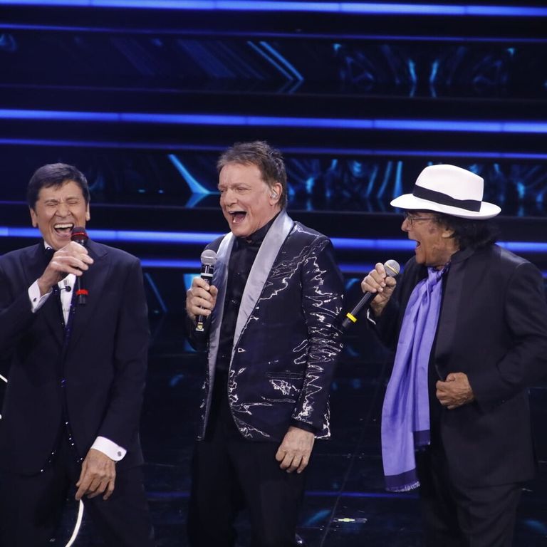 Morandi, Ranieri e Al Bano nell'edizione 2023 del Festival di Sanremo quando cantarono un medley dei loro successi