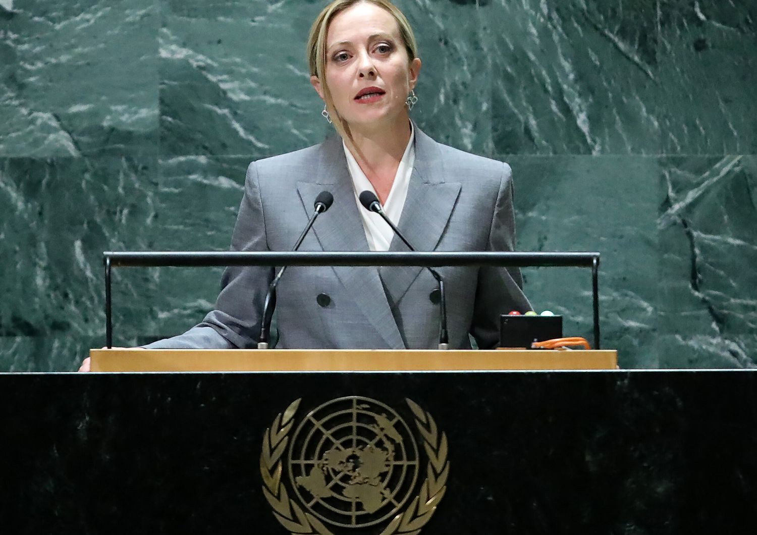 La premier Giorgia Meloni all'Onu nel 2023