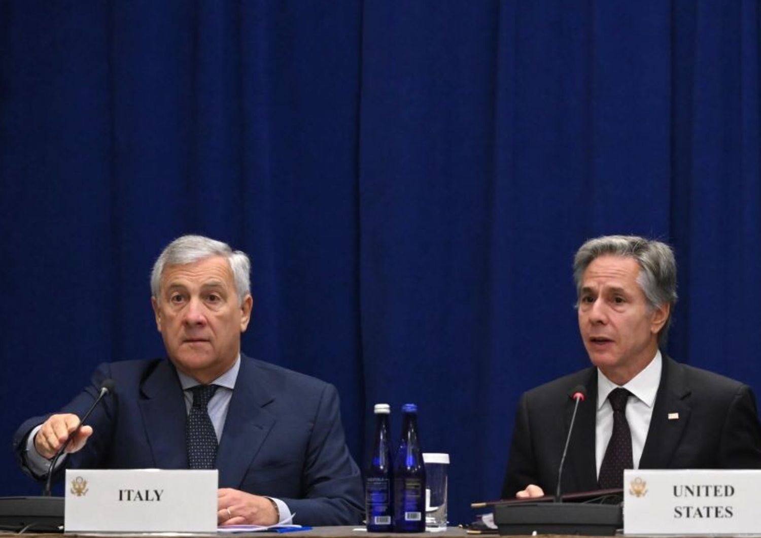 Le ministre des Affaires étrangères, Antonio Tajani avec le secrétaire d'État américain Antony Blinken