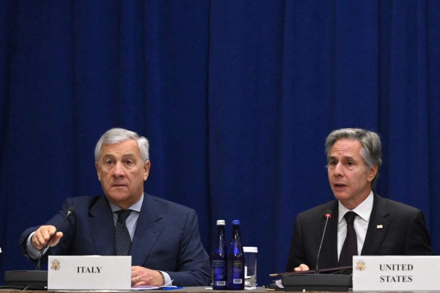 Le ministre des Affaires étrangères, Antonio Tajani avec le secrétaire d'État américain Antony Blinken