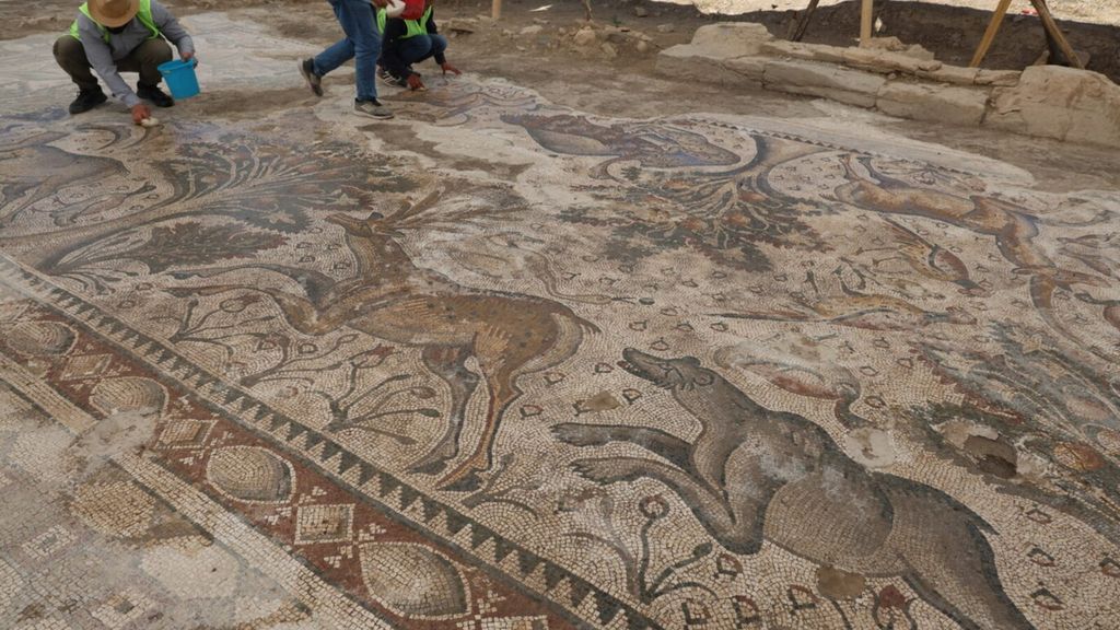 Scopre antichi mosaici mentre pianta alberi