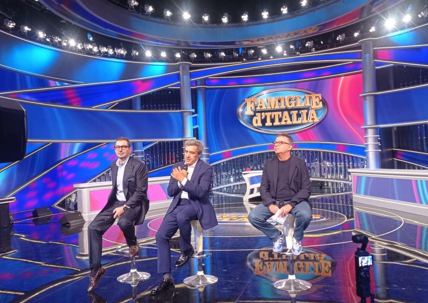 Da sinistra, Marco Tombolini, Flavio Insinna e Andrea Salerno