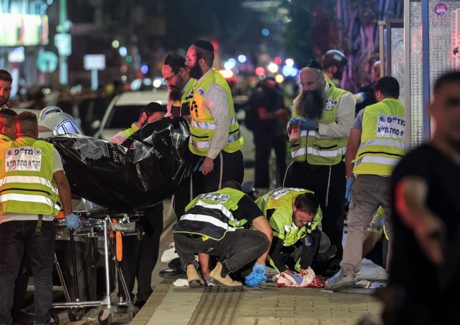 La scena dell'attacco armato alla stazione Ehrlich della metropolitana leggera di Tel Aviv, a Jaffa, a sud di Tel Aviv, il 1° ottobre 2024