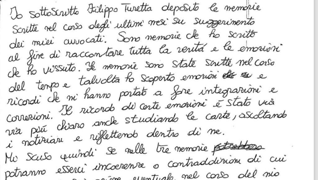 Il memoriale scritto da Filippo Turetta in carcere