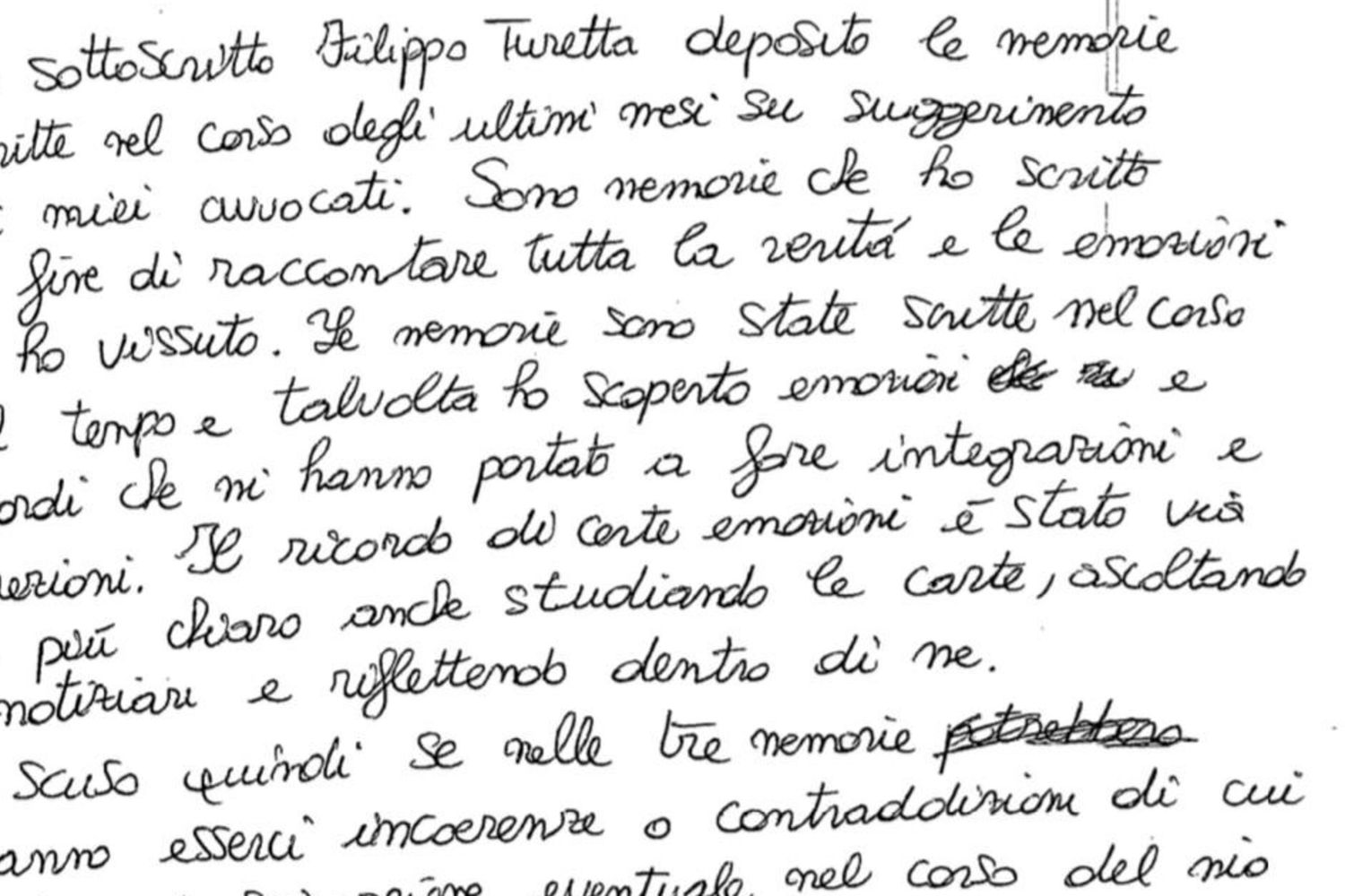 Il memoriale scritto da Filippo Turetta in carcere