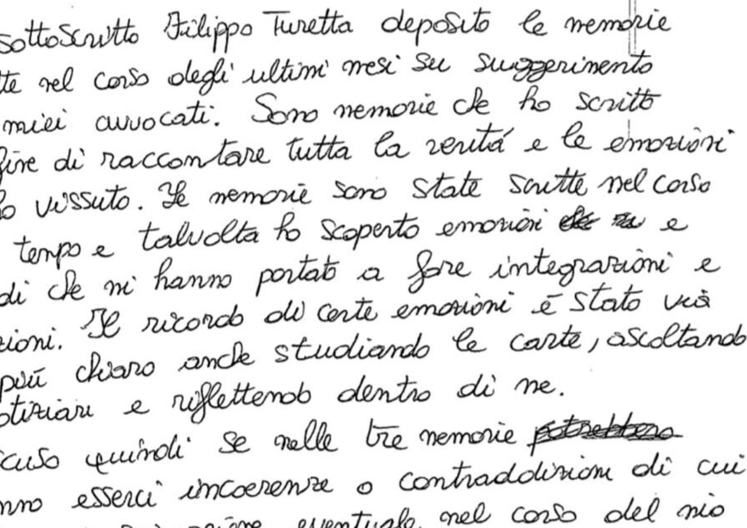 Il memoriale scritto da Filippo Turetta in carcere