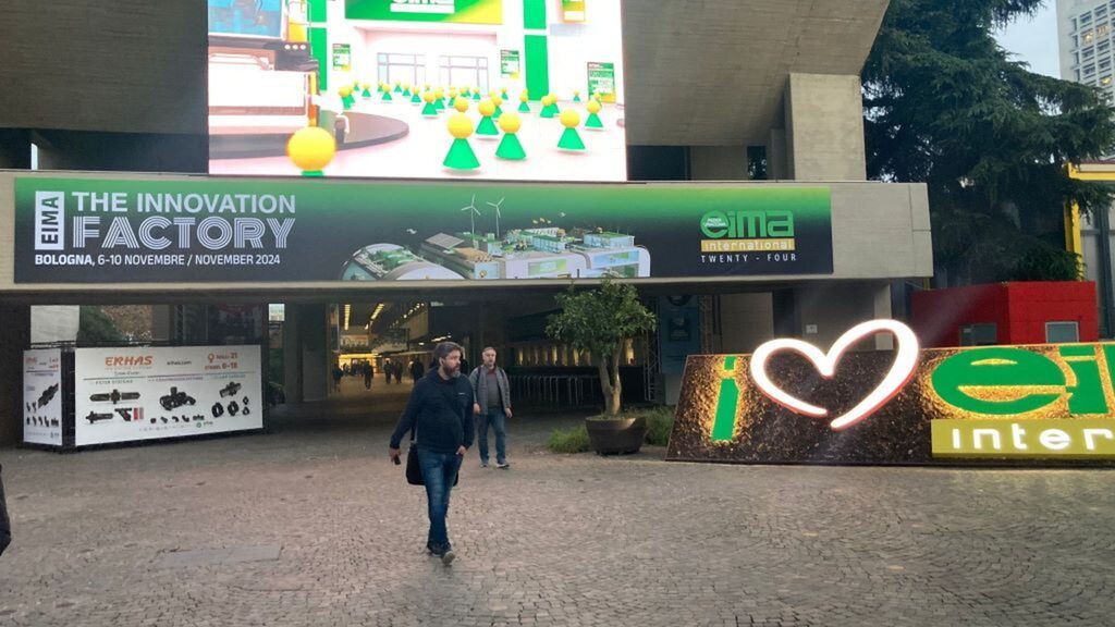 L'entrée du Salon international des machines agricoles et de jardinage (Eima) de Bologne