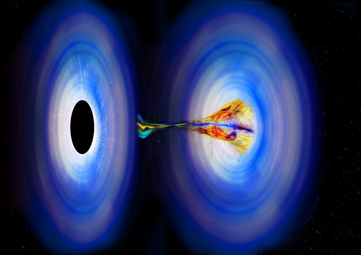 scienza coppia buchi neri distrugge nube gas al centro galassia