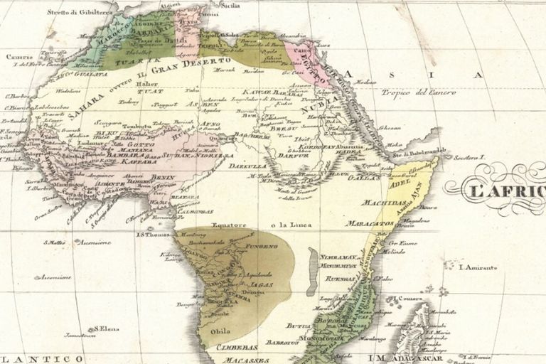 Carte de l'Afrique déssinée vers 1820,  tirée de l'ouvrage de Giulio Ferrrario