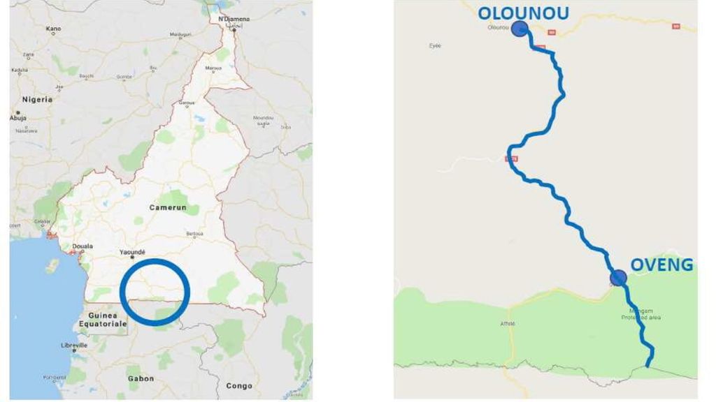 Tragitto Olounou-Oveng, Mappa