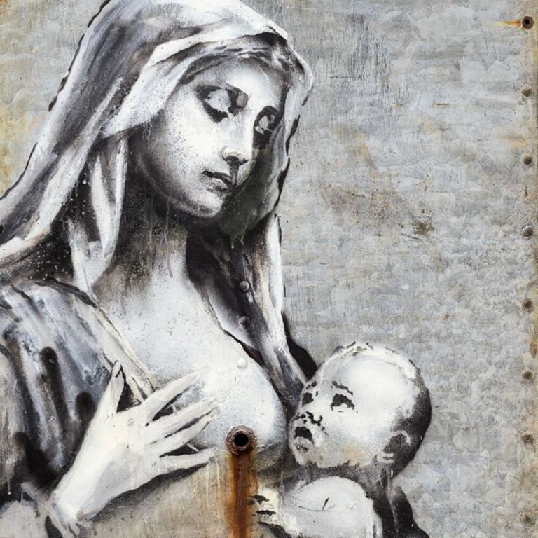 banksy tornato caccia opera madonna bambino