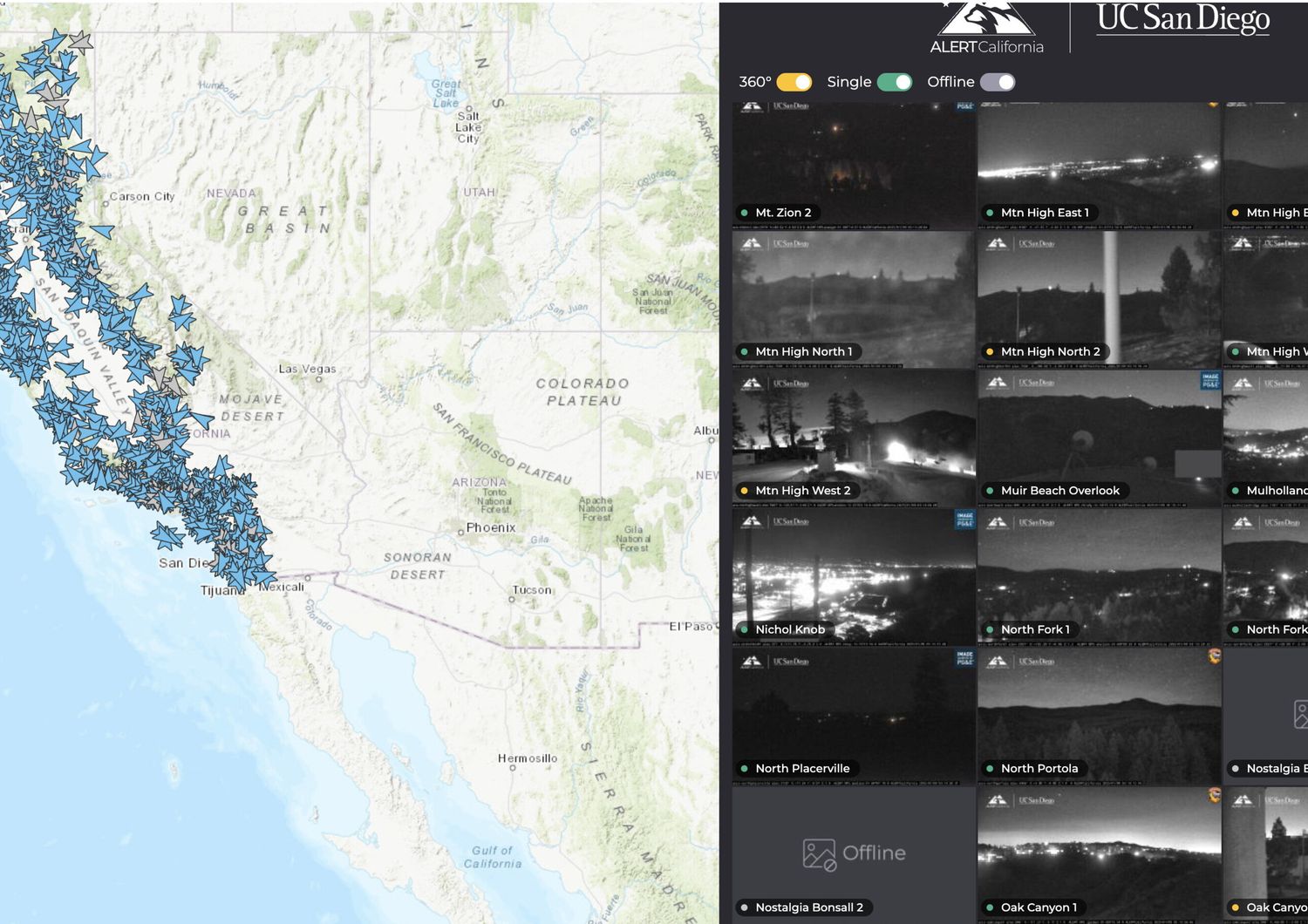 timelapse incendi california camere